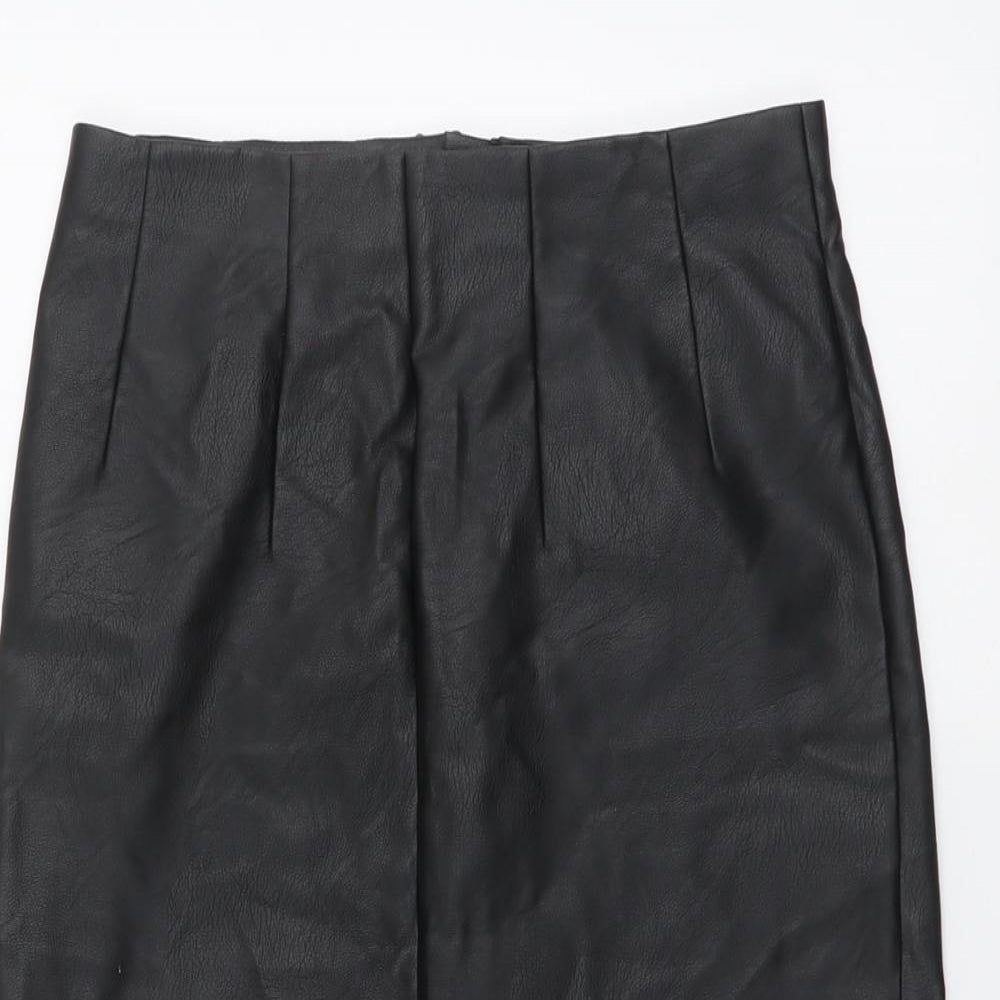 Oasis Womens Black Polyester A-Line Skirt Size 8 Zip