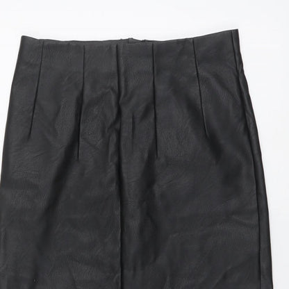 Oasis Womens Black Polyester A-Line Skirt Size 8 Zip