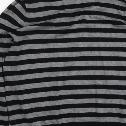 BHS Womens Black Boat Neck Striped Viscose Pullover Jumper Size 16