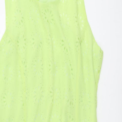 Missguided Womens Green Geometric Polyester Trapeze & Swing Size 14 Round Neck Zip