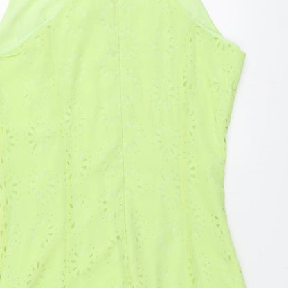 Missguided Womens Green Geometric Polyester Trapeze & Swing Size 14 Round Neck Zip