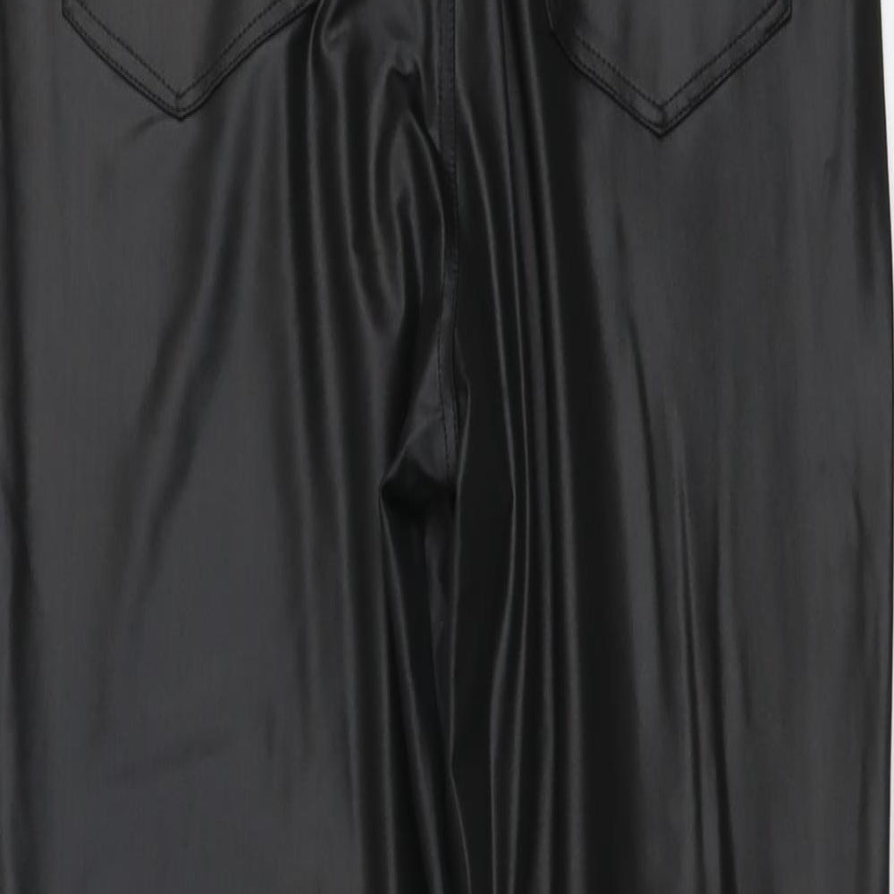CBR Womens Black Cotton Trousers Size M L26 in Regular Button - Faux Leather