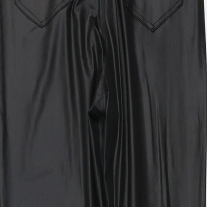 CBR Womens Black Cotton Trousers Size M L26 in Regular Button - Faux Leather