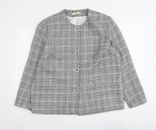 Daxon Womens Blue Geometric Jacket Size 18 Button