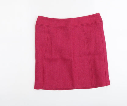 H&M Womens Pink Polyester A-Line Skirt Size S Snap
