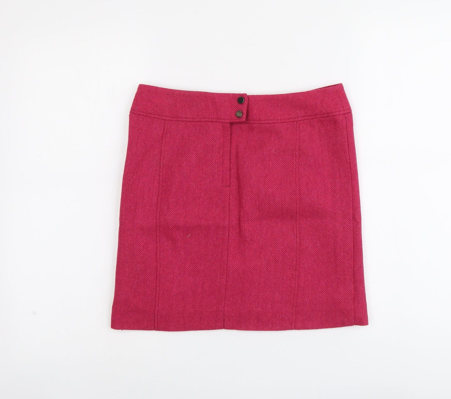 H&M Womens Pink Polyester A-Line Skirt Size S Snap