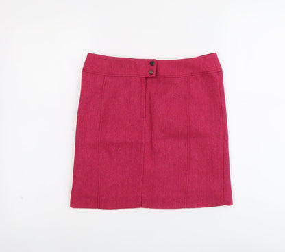 H&M Womens Pink Polyester A-Line Skirt Size S Snap