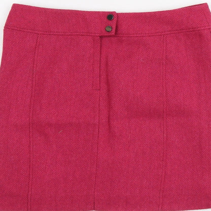 H&M Womens Pink Polyester A-Line Skirt Size S Snap