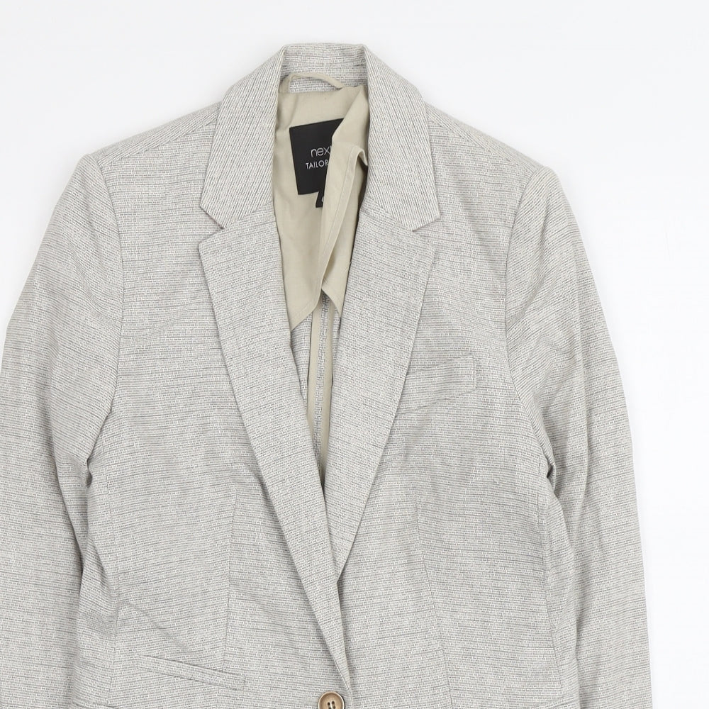 NEXT Womens Beige Geometric Cotton Jacket Suit Jacket Size 8