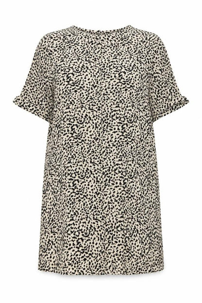 H&M Womens Beige Animal Print Viscose A-Line Size 10 Round Neck Pullover - Leopard Pattern