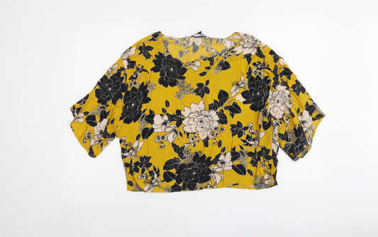 Womens UK Size 12 New Look Yellow Basic Blouse