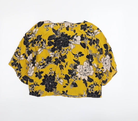 Womens UK Size 12 New Look Yellow Basic Blouse