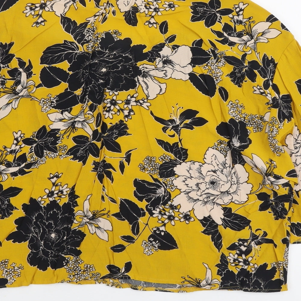 Womens UK Size 12 New Look Yellow Basic Blouse