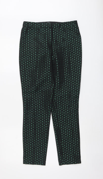 Star By Julien Macdonald Womens Green Geometric Cotton Chino Trousers Size 8 L28 in Regular Button
