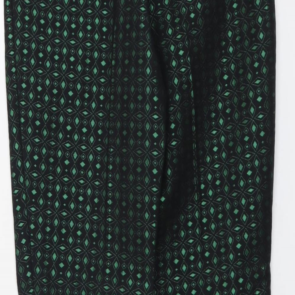 Star By Julien Macdonald Womens Green Geometric Cotton Chino Trousers Size 8 L28 in Regular Button