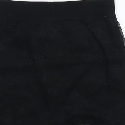 H&M Womens Black Geometric Polyamide A-Line Skirt Size 8