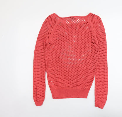 Blue Motion Womens Pink Boat Neck Cotton Pullover Jumper Size M