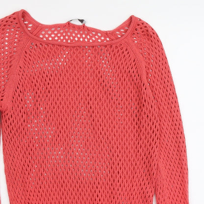 Blue Motion Womens Pink Boat Neck Cotton Pullover Jumper Size M