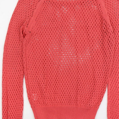 Blue Motion Womens Pink Boat Neck Cotton Pullover Jumper Size M
