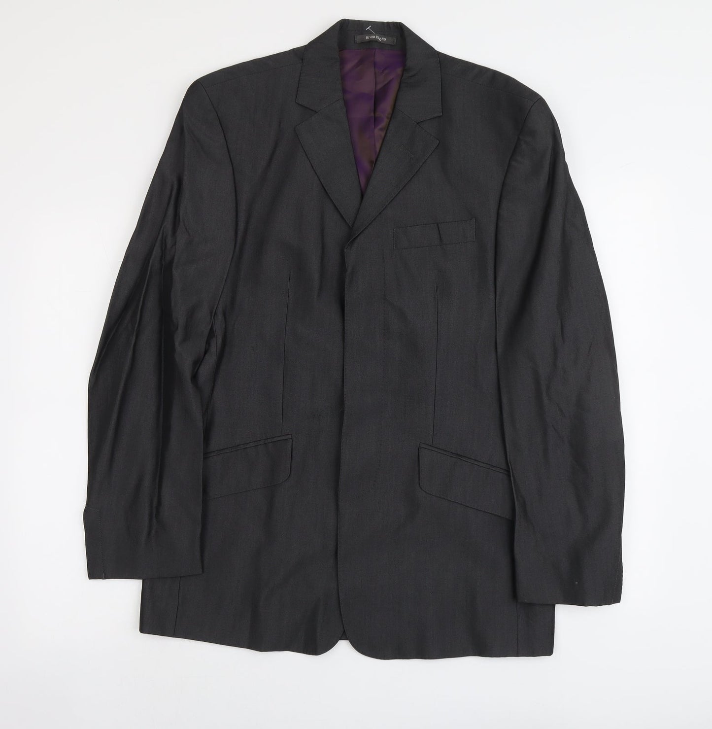 Mens UK Size L River Island Regular Grey Suit Jacket