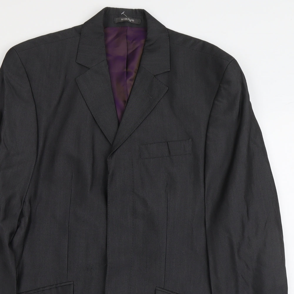 Mens UK Size L River Island Regular Grey Suit Jacket