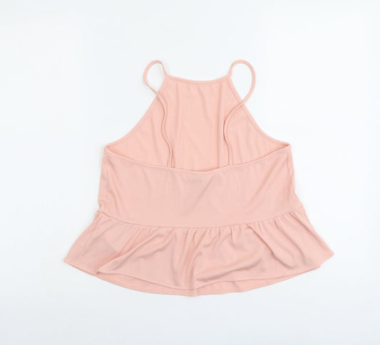 Miss Selfridge Womens Pink Polyester Basic Tank Size 12 Square Neck