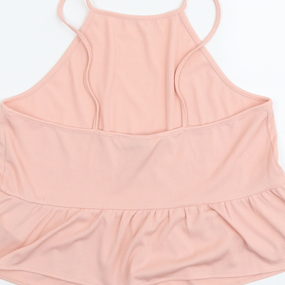 Miss Selfridge Womens Pink Polyester Basic Tank Size 12 Square Neck