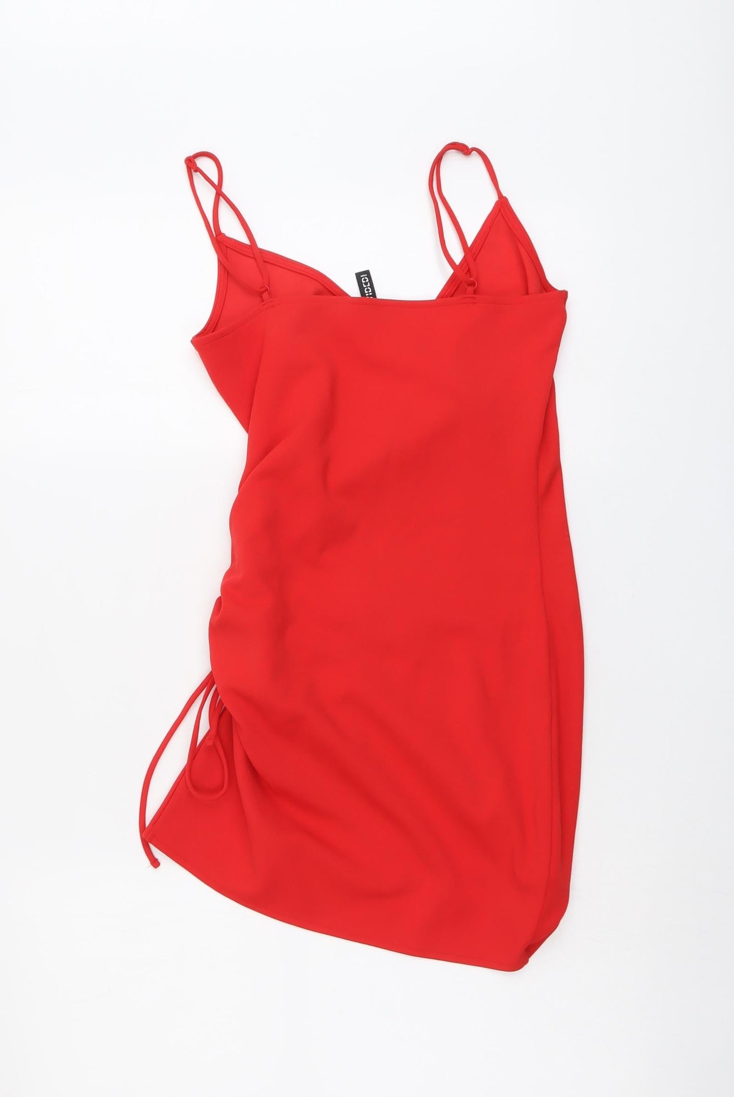 H&M Womens Red Polyester Bodycon Size 8 V-Neck Pullover