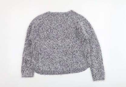 Indigo Womens Blue Round Neck Acrylic Pullover Jumper Size 12