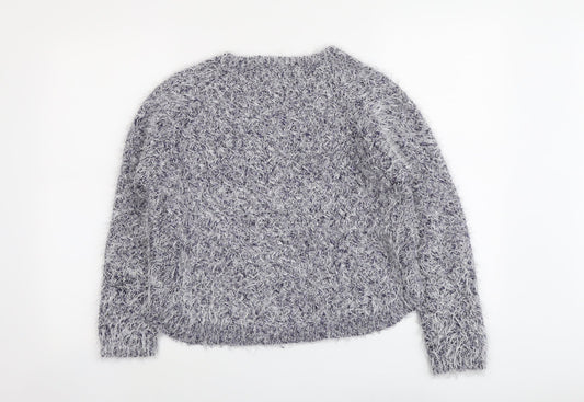 Indigo Womens Blue Round Neck Acrylic Pullover Jumper Size 12