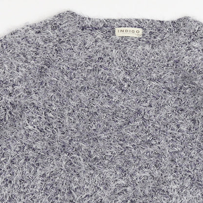 Indigo Womens Blue Round Neck Acrylic Pullover Jumper Size 12