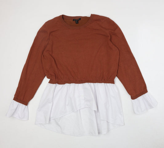 Womens UK Size L QED London Brown Pullover Jumper