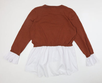 Womens UK Size L QED London Brown Pullover Jumper