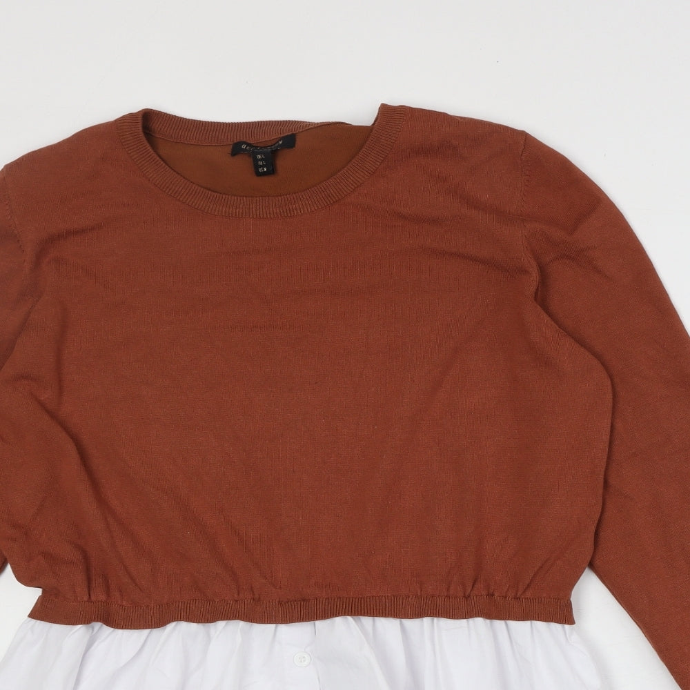 Womens UK Size L QED London Brown Pullover Jumper