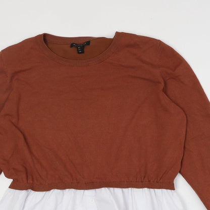 Womens UK Size L QED London Brown Pullover Jumper