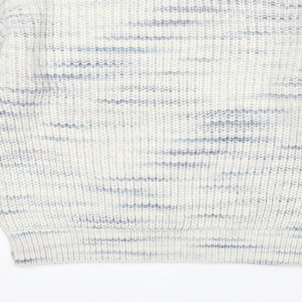 Marks and Spencer Girls Beige Round Neck Geometric Cotton Pullover Jumper Size 11-12 Years Pullover
