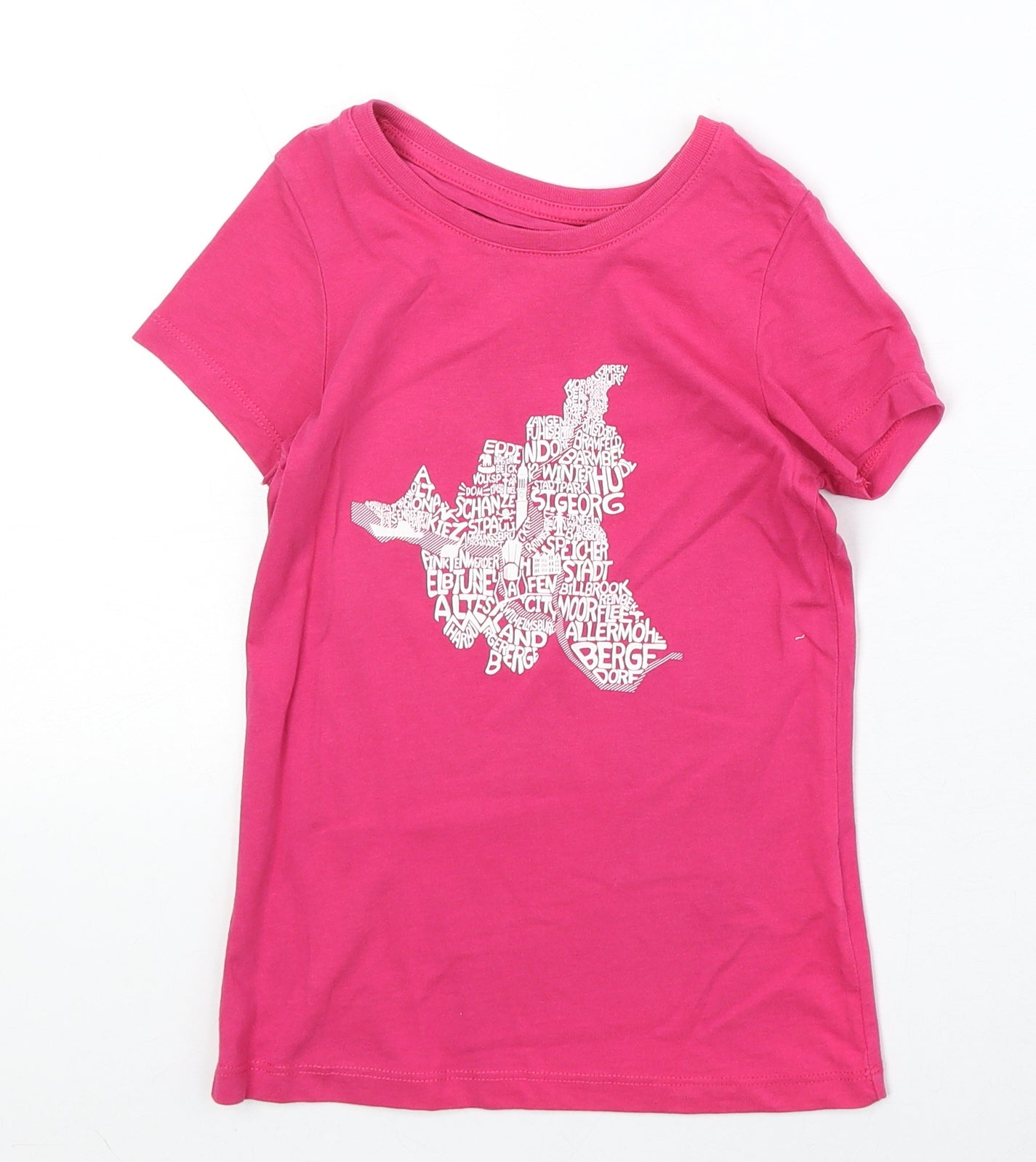 Stella Stanley Girls Pink 100% Cotton Basic T-Shirt Size 7-8 Years Round Neck Pullover