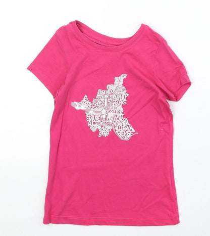 Stella Stanley Girls Pink 100% Cotton Basic T-Shirt Size 7-8 Years Round Neck Pullover