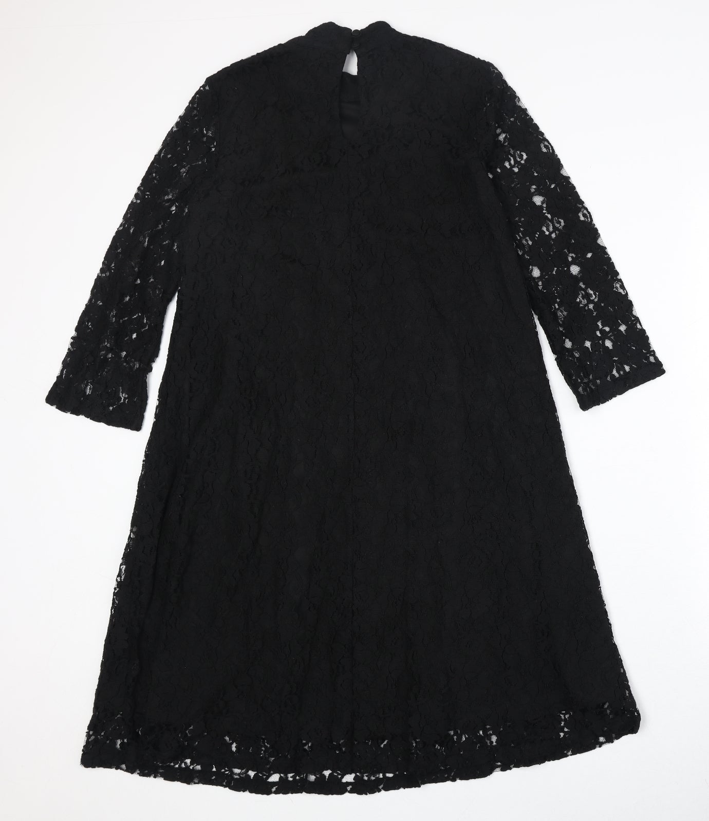 Monki Womens Black Floral Cotton Trapeze & Swing Size XS Round Neck Button