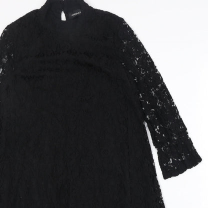 Monki Womens Black Floral Cotton Trapeze & Swing Size XS Round Neck Button