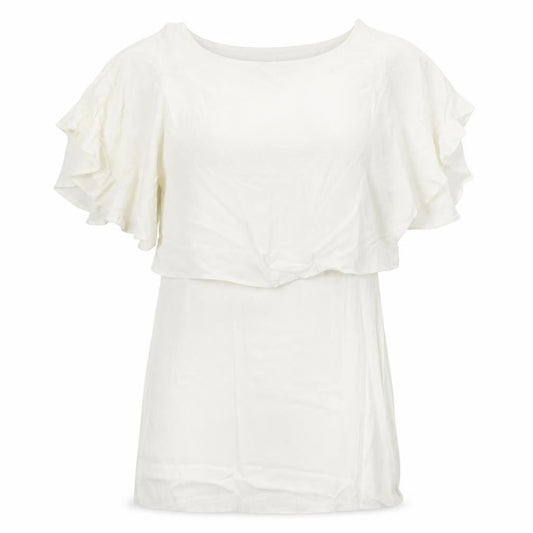 Zara Womens Ivory Polyester Trapeze & Swing Size S Round Neck Pullover