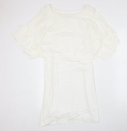 Zara Womens Ivory Polyester Trapeze & Swing Size S Round Neck Pullover