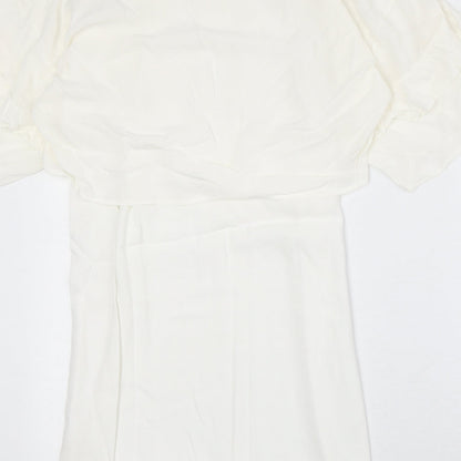 Zara Womens Ivory Polyester Trapeze & Swing Size S Round Neck Pullover