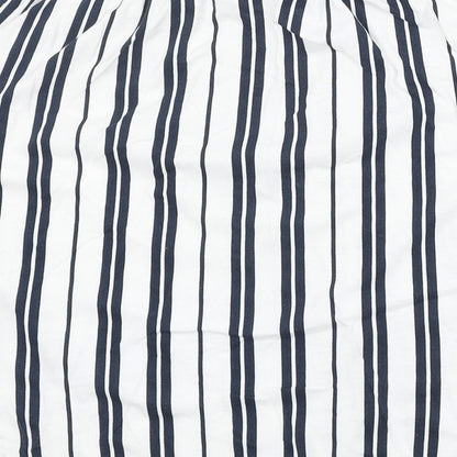 H&M Womens White Striped 100% Cotton Basic Blouse Size M Off the Shoulder