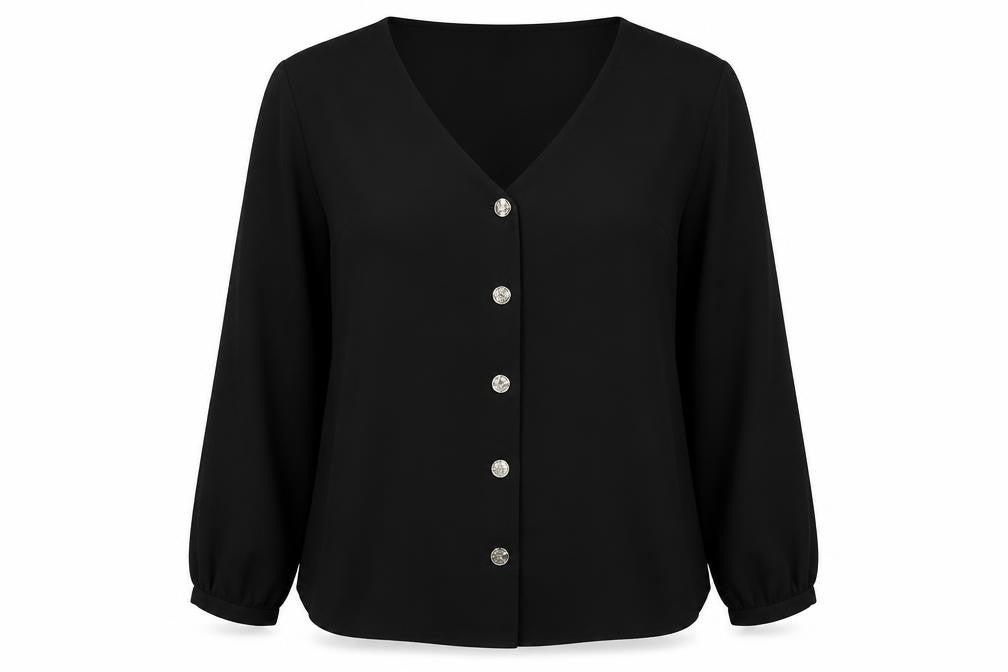 Womens UK Size 14 Wallis Black Basic Button-Up