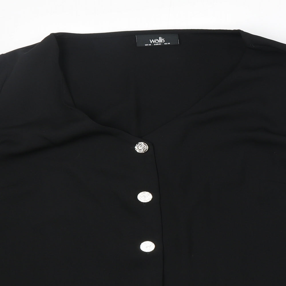 Womens UK Size 14 Wallis Black Basic Button-Up
