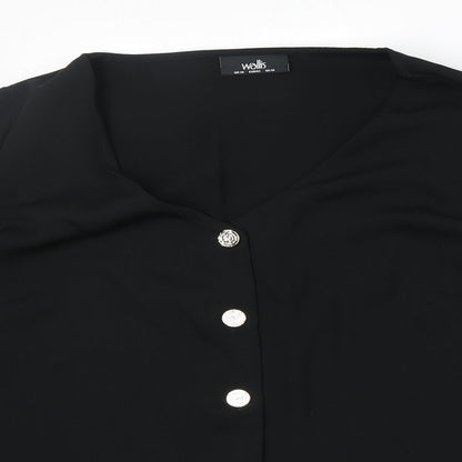 Womens UK Size 14 Wallis Black Basic Button-Up