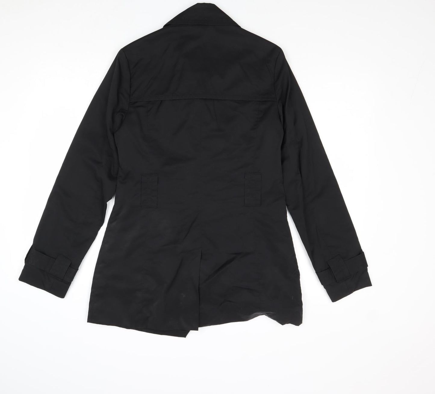 Pelle Womens Black Trench Coat Coat Size S Button