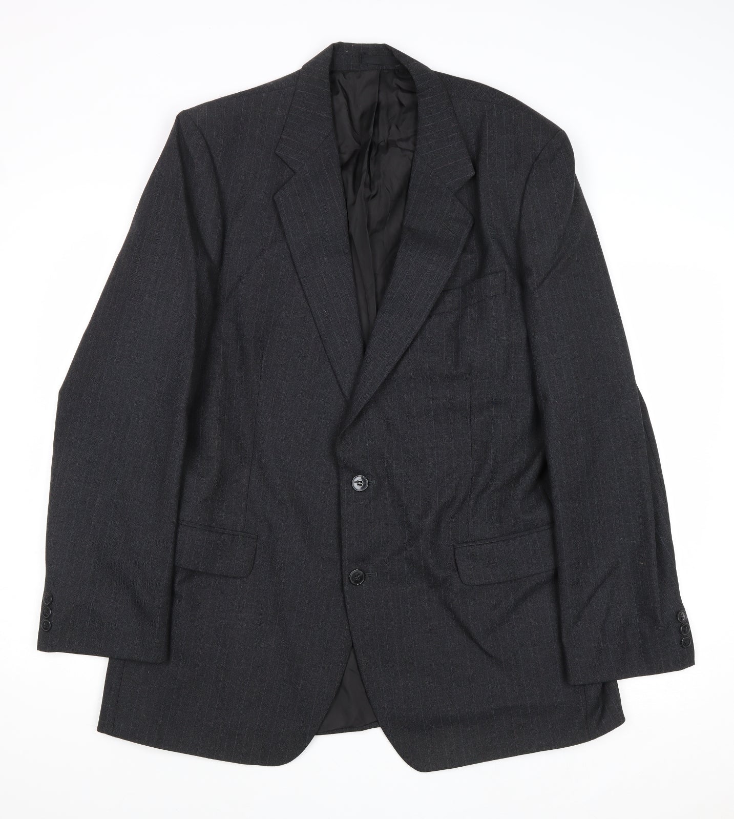 St Micahel Mens Grey Striped Wool Jacket Suit Jacket Size 42 Regular