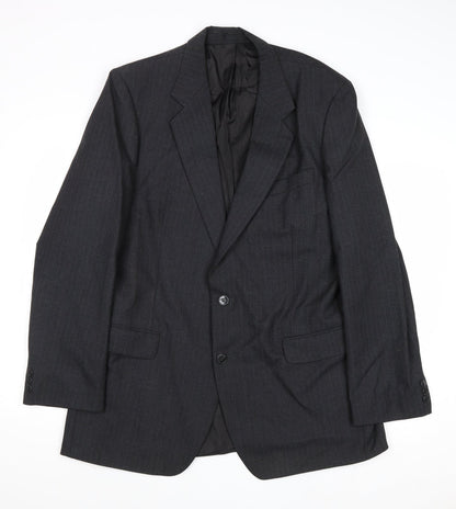 St Micahel Mens Grey Striped Wool Jacket Suit Jacket Size 42 Regular